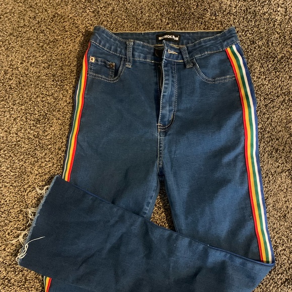 Momokrom 70s style rainbow stripe jeans - Picture 3 of 3